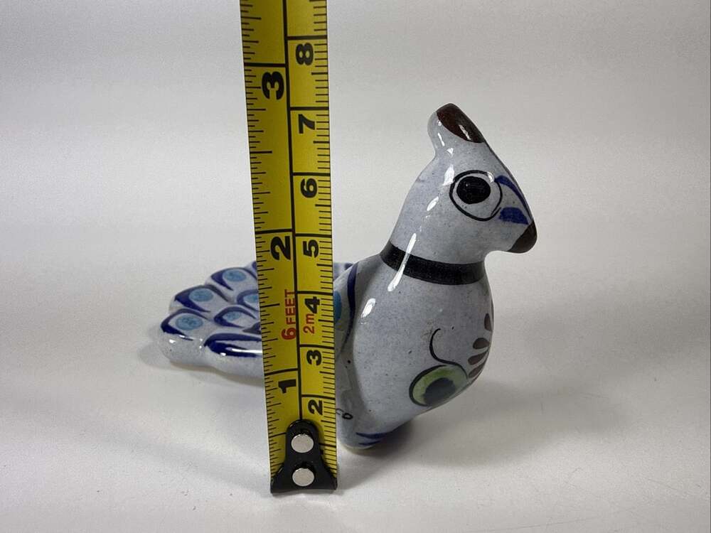 Vtg Tonala Mexican Folk Art Hand Painted Peacock Signed “Cat” G2 - Picture 11 of 11